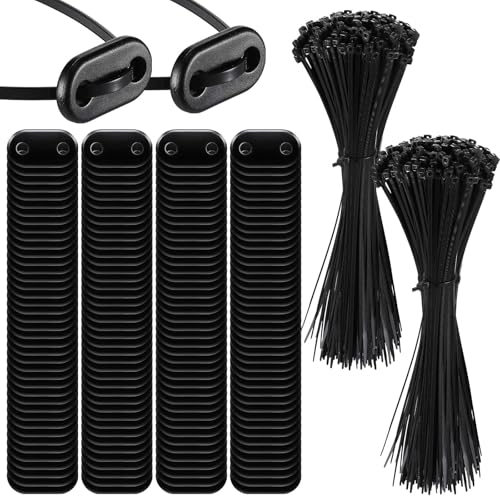 Sinmoe 300 Ensemble Kit de Fixation pour Brise-Vue y Compris Les Attaches de Câble et Fixation des Plaques de Montage Kit de Montage en PVC pour Tapis d'Intimité Clôtures de Jardin(Noir)