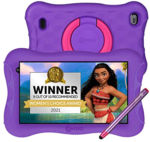 contixo Kids Learning Tablet 7-inch IPS HD Display, WiFi, Android 10, 2GB RAM 32GB ROM, Protective Case with Adjustable Bracket (Kickstand) and Stylus, V10+ Purple