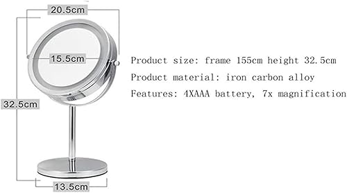 Miniatura 2 de Espejo de baño con luces LED iluminado para maquillaje, espejo de tocador de dos caras con aumento normal y 7X, 2 en 1
