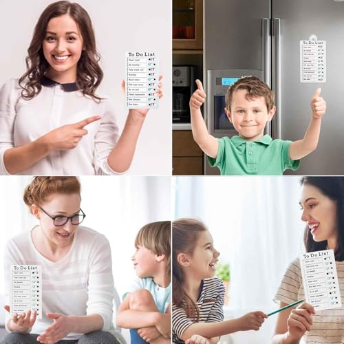 3 Stück Checklisten-Tafel Aufgabenliste zum Aufkleben, BetterJonny Memo Checklist Boards To Do List Chart mit 20 Trocken Löschen Papier & 6 Acrylkleber für Effizientes Aufgabenmanagement und Planung