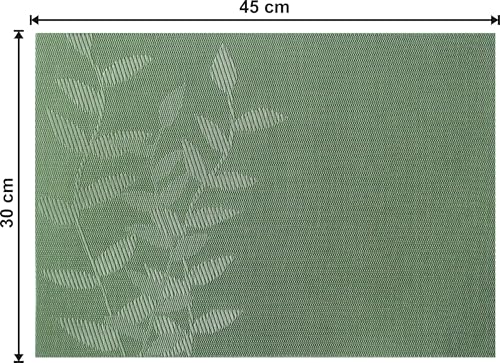 Image of Dribble PVC Placemats Set of 4 | Heat-Resistant, Washable, Waterproof Table Mats | Anti-Slip Dining Table Placemats for Kitchen & Home Decor - 45x30cm, Design -Urban Leaf