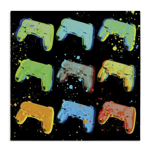Stupell Industries 'Neon Pop Style Gaming Controllers Paint'| Canvas Art