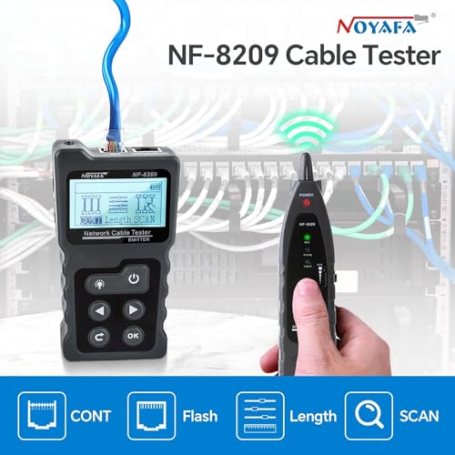 noyafa nf-8209 network cable tester ethernet cable wire tester with poe amp ncv for cat5cat6 wire tracer length test rj45 network tester kit for cable tracer telephone line finder home repair