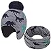 Produktbild CMTOP Strick Mütze Wintermütze Junge and Mädchen Fleece-Gefüttertes Ski Beanie Kinder Strick Earflap Schal und Mütze Set(Dunkelgrauer Anzug,L)