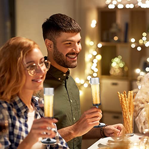 Nuenen 18 Pack Acrylic Champagne Flutes Goblets Plastic Stemmed Champagne Flutes Unbreakable Disposable Wine Cups Reusable Drinkware For Wedding Toasting Birthday Party Cocktail, 5.6 Oz, Black #TOP6