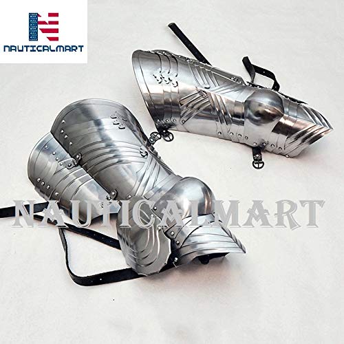 Nautical-Mart Leather Gauntlet Wristband Medieval Bracers Wrist Band Buckle Wide Bracer Arm Armor Cuff (Black)