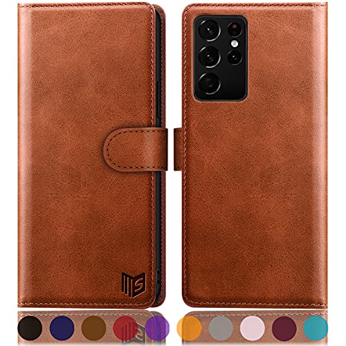 SUANPOT for Samsung Galaxy S21 Ultra 6.8" with RFID Blocking Leather Wallet case Credit Card Holder