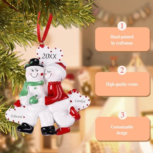 Image of iDIY Personalized Couple Christmas Ornaments 2025 - Custom Resin Christmas Tree Decoration, Customized Names & Year Keepsake Gift for Him & Her, Holiday Ornament for Couple, Newlywed, Anniversary
