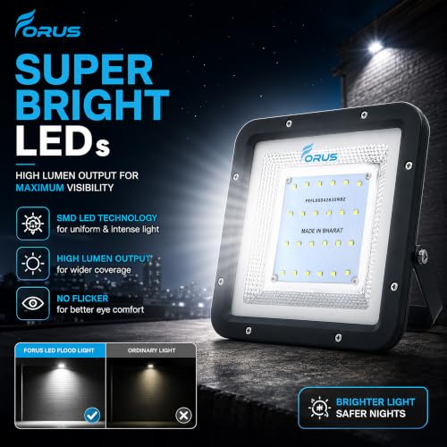 Image of Forus 20W LED Flood Light, White, 4-Year Warranty, IP67 Waterproof Outdoor Lighting, High Mast Halogen Focus Light for Factory, Garage, Parking, Garden, Shop, Warehouse, Tent, Warehouse, 1PC