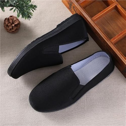 Beijing Men's Soft Bottom Cloth Shoes Slip-On Casual Footwear Black Canvas Street Stall Shoes Comfortable Round Toe Rubber Sole2