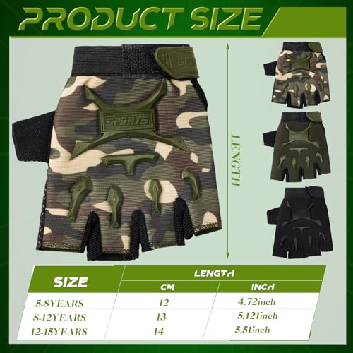 Image of Boao 3 Pairs Kids Half Finger Bike Gloves