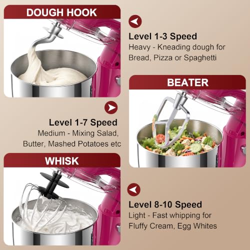 Image of Honinst 4QT Electric Stand Mixer, 10-Speed Tilt-Head Compact Kitchen Mixer