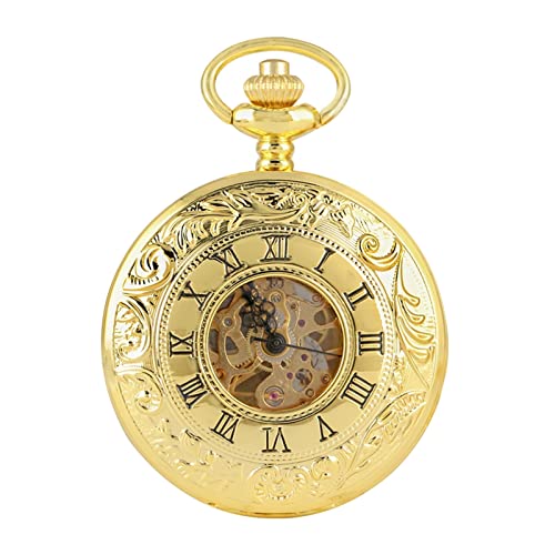 Uxury Zakhorloge Mechanisch Handmatig Opwindbaar Dubbel Open Zijketting Goudkleurig - Afbeelding 3