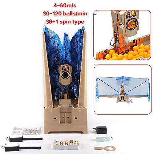 LYNICESHOP Ping Pong Machine Robot Super 5th Generation Ultimate Version Table Tennis Robot Equipped with Wired Remote Control, 120 Balls Capacity 36 Different Spin Balls for Ping-Pong Training USA - Thumbnail 5