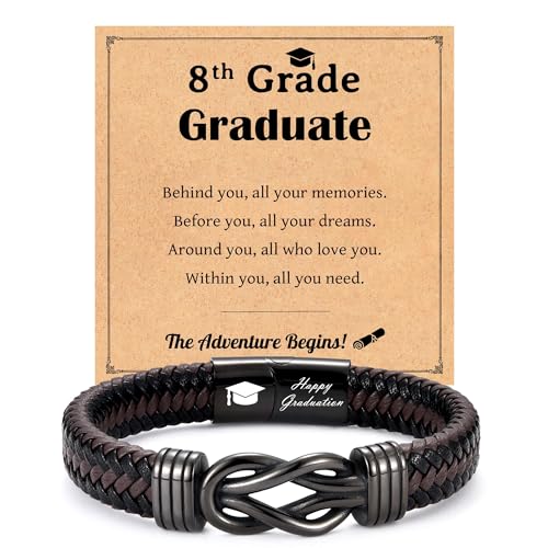 Leyung 8th Grade Graduation Gifts for Boys, 2026 Middle School Graduation Bracelet Decorations Jewelry Gift for Him Grandson Son Nephew Brother Friends
