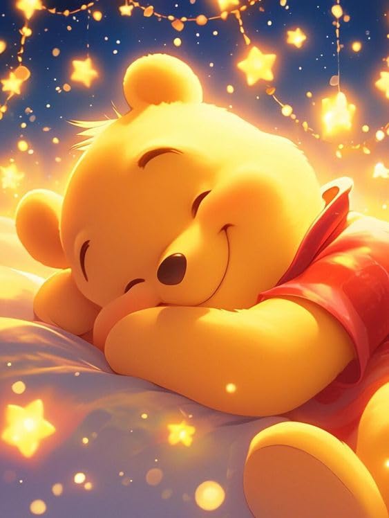 KYFQSDZ Pooh - Kits de pintura de diamantes para adultos principiantes, kit de arte de diamantes de dibujos animados, kit de arte de gemas de diamante redondo completo para adultos, decoración de