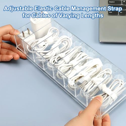 2 Stück Kabel Aufbewahrungsbox, Transparenter Ladekabel Organizer Box mit 10 Kabelbindern, Kabelaufbewahrung, Datenkabel-Aufbewahrungsbox, für Kabelsortierer, Cable Management, USB Ladekabel