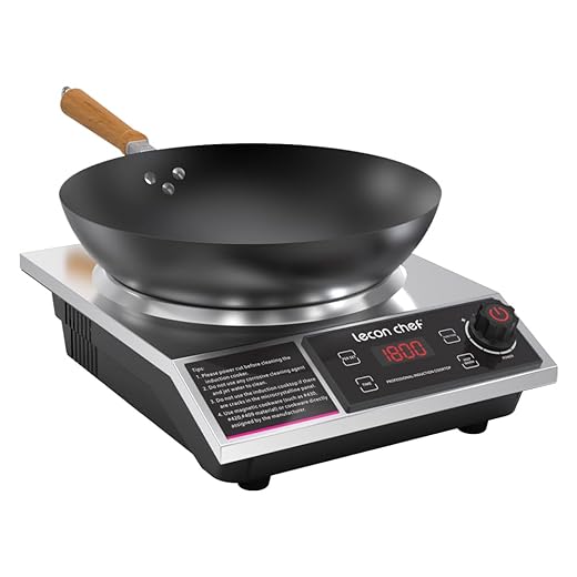 leconchef Induction Cooker with Wok 1800W Professional Electric Induction Burner with 11-Level Setting for Cooking,24-hour Timer and Preset,Keep warm,14" Carbon Steel Wok Included