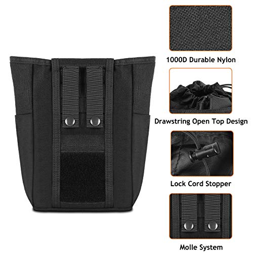 Cs Force Molle Dump Pouch, Drawstring Magazine Mag Dump Pouch, Tactical Roll Up Folding Utility Pouch Waist Bag, 1000D Nylon, Black #TOP3