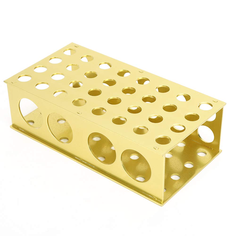 Yomiyuyr Stainless Steel Test Tube Rack, Multiple Hole Tube Holder with Oxidized Finish, Laboratory Equipment for Chemical Labs 6.8 x 3.5 x 2in