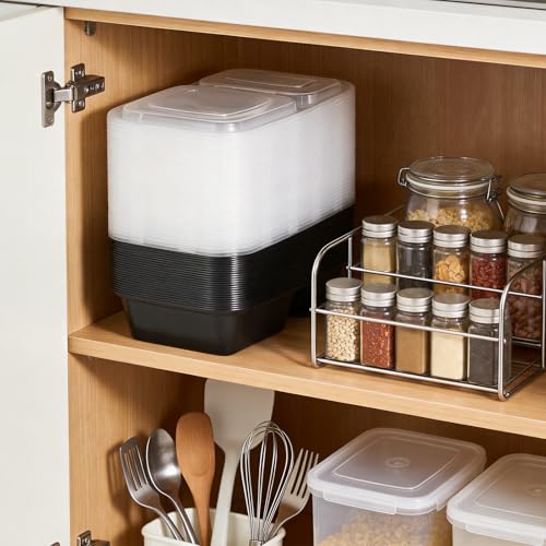 Image of 100 Pack (200-Piece)32 oz Meal Prep Containers,2-Compartment Reusable Food Storage Containers with Lids,Microwave Freezer Dishwasher Safe,Sturdy Leakproof&BPA Free Bento Box for To Go Take Out