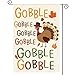 AVOIN Gobble Gobble Turkey Garden Flag Vertical Double Sized, Fall Thanksgiving Burlap Yard Outdoor Decoration 12.5 x 18 Inch