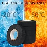 6 Rolls Wiring Harness Loom Insulating Tapes, Black Fabric Tape Adhesive Wiring Loom Tape 19mm x 15m, Heat Proof Cloth Electrical Tapes for Car Automotive Motorcycle Vehicle Cable Looms Wrap Fixing - Image 5