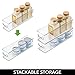 mDesign Plastic Stackable Food Storage Container Bin with Handles for Kitchen, Pantry, Cabinet, Fridge, Freezer - Long Narrow Organizer for Snacks, Produce, Vegetables, Pasta, 6 Pack - Clear