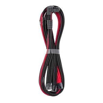 CableMod C-Series Pro ModFlex Sleeved 12V-2x6 12VHPWR 90 StealthSense PCIe Cable for Corsair Type 5 RMX Shift - Variant B Black + Red, 90 16-pin to Triple 8-pin, 65cm