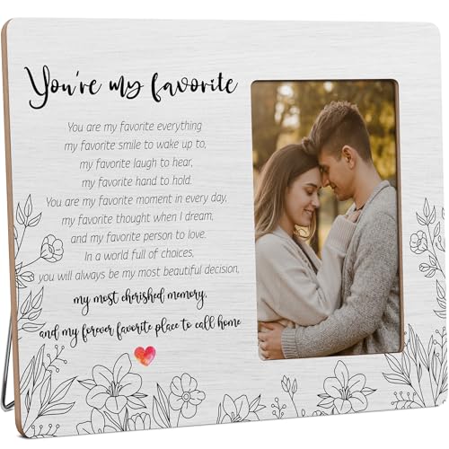 HODODAN Soul Mates Picture Frame Gifts for Couple Boyfriend Girlfriend Frame Youre My Favorite Gifts for Women Men Wooden Picture Frames. 4x6 inch Photo