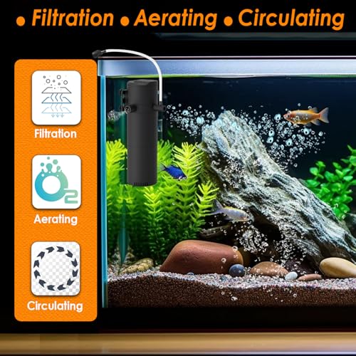 Vcraze 3-Stage Internal Aquarium Filter 210Gph Turtle Filter In-Tank Filter Dual Water Outlet & Aeration thumb #1