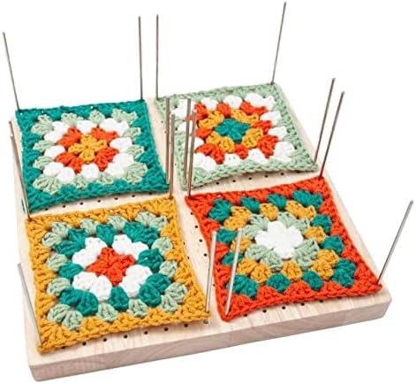 Cyhamse Blocking Board for Knitting, Wooden Blocking Board Granny Square Crochet Board Crafting Accessories with 324 Small Holes for Setting Sewing Knitting Artworks for Grandmothers, Moms, Friends