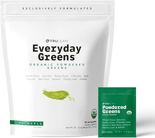TRULEAN Everyday Greens - Suplemento orgánico de superalimentos vegetales en polvo - Vegano, Spriulina, hierba de trigo, Chlorella - Vegano, sin