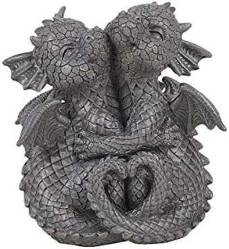 Pacific Giftware Garden Dragon Lovely Couple Garden Display Decorative Accent Sculpture Stone Finish 4.75 inch Tall