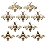 KKBES 10 Pieces Gold Brass Bee Figurines, Vintage Bee Statues, Decorative Bee Ornament for Home Office DIY Crafts, 1.6X1.2 inch