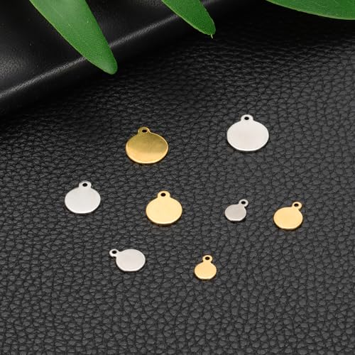 Chapas metálicas en blanco PATIKIL, 60 piezas de acero inoxidable oro y plata con agujero 6
