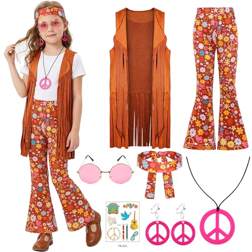 Disfraz hippie para niñas 6-7 años miniatura 1