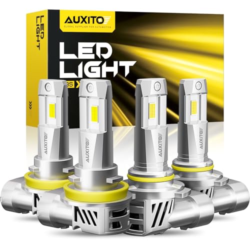 Image of AUXITO 2025 𝟗𝟎𝟎𝟓 𝐇𝟏𝟏 Fog Lights, 𝟔𝟎𝟎𝟎𝟎𝐋𝐌 Super Bright HB3 H8 /H9 Fog Bulbs, Real Mini Size Plug and Play, Non-polarity, Pack of 4