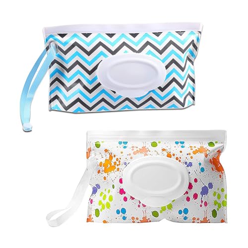 Wet Wipes Bag for Babies - 2pcs Reusable Wet Wipe Bags - Wet Wipes Bag for On The Go,Baby Wet Wipe Pouch - Portable Wet Wipe Bag,Baby Wet Wipe Pouch,Reusable Wet Wipe Pouch (blue+colour)