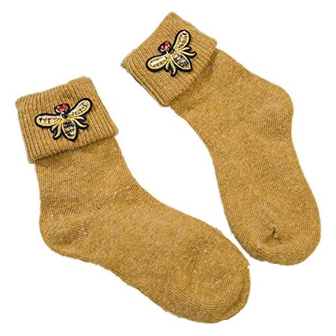 Meiyaa Lady Autumn and Winter Wool Socks Vintage Bee Embroidery Socks Warm Socks (H) Cover