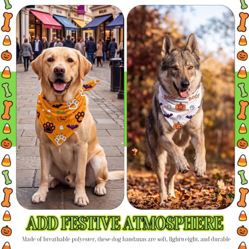 Image of Abbylike 50 Pcs Halloween Dog Bandanas Bulk Cute Dog Paw Prints Pattern
