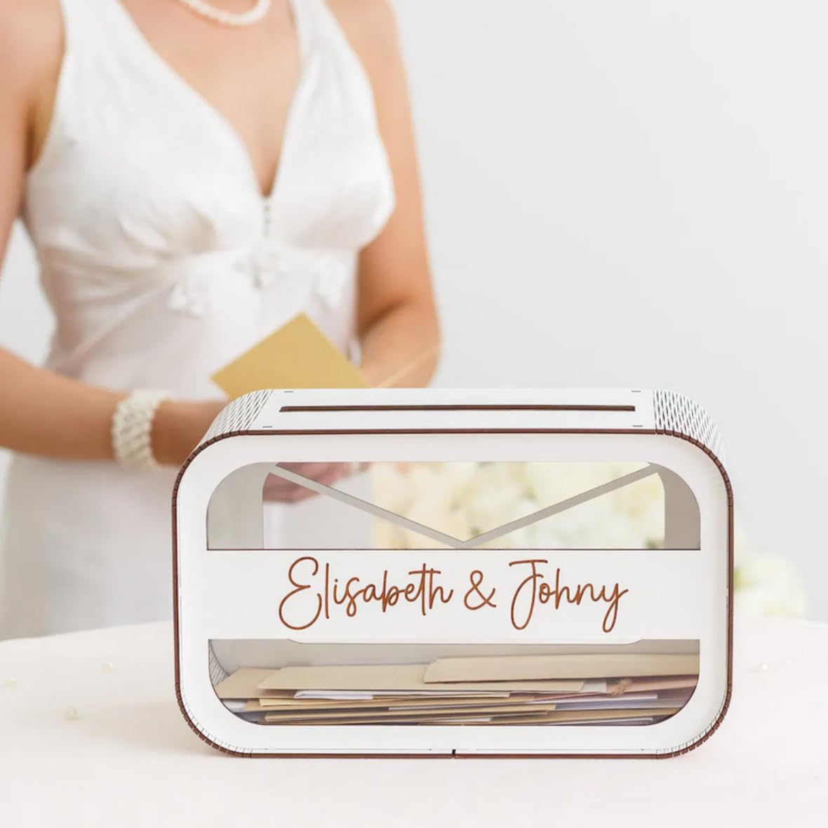 Caja de madera para Tarjetas de Boda personalizada - Caja de Tarjeta de Boda Buzón de Sobres - Caja de Madera para Sobres de Boda
