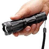 LED Handheld Flashlight Cree XML-T6 Bulb Waterproof Camping Torch Adjustable Focus Zoom Tactical Light Rechargeable Batteries,AC Charger + Charger Base and White Tube