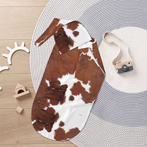 Image of Cowhide Print Swaddle Blanket for Baby, Soft Swaddling Blanket for Newborn Unisex Baby Stuff, Highland Cow