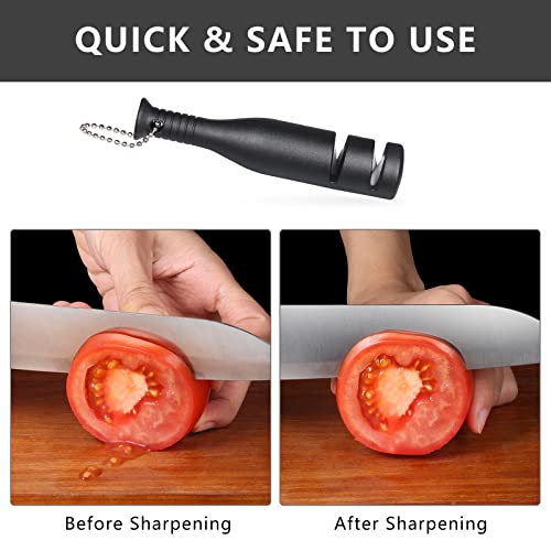 2 Pack Portable Knife Sharpener, 2-Step Thick & Fine Mini Pocket Knife Sharpening Tool, Manual Knife Sharpener, Blue & Black #TOP2