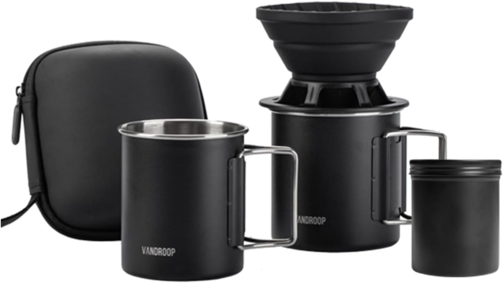 Portable Pour Over Coffee Maker Set with 7oz Coffee Container, Collapsible Silicone Coffee Dripper Set, Perfect for Travel, Camping, Home (2 cups)