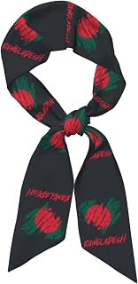 Fragmentary Heart Flag of Bangladesh Women's Luxury Satin Silk Scarf for Hair Neck Purse - Soft Lightweight Sun Protection Bandana Accessory with Glossy Finish for Summer Handbag Decoration