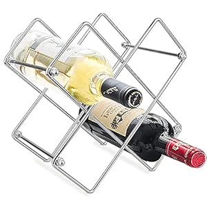 Étagère de Vin Indépendante en Métal, Casier à Vin Horizontal, Casier À Vin De Comptoir, Casier à Vin en Métal, pour Un Rangement A Salle à Manger Ou La Cave À Vin (Argent)