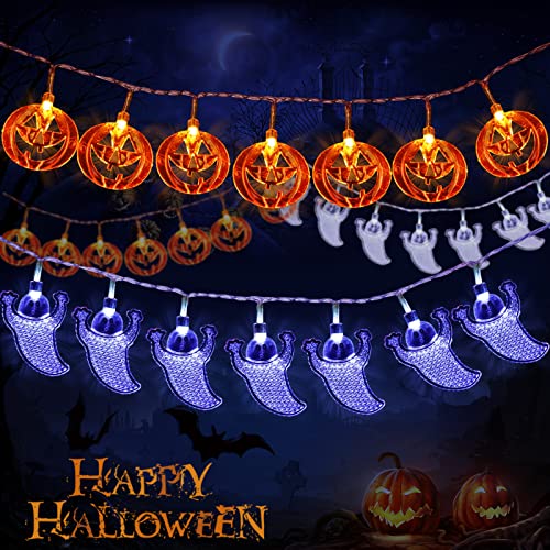 Amzeeniu Cadena de Luces Halloween,3m 20 LED Calabaza Luces de Cadena Fantasma Batería Luces...
