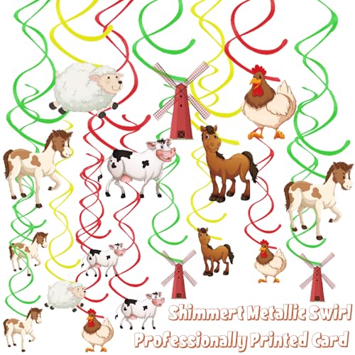 Image of Farm Hanging Swirl - 24PCS Party Decorations - Boys Kids Theme Birthday Party Supplies - Spiral Decor